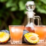 Plum brandy or slivovitz with fresh ripe plums