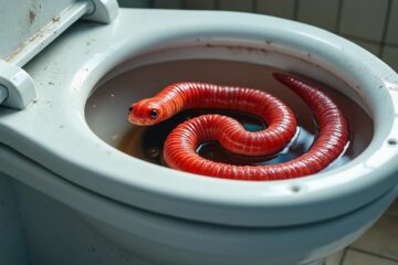 Les implications écologiques d’un vers rouge dans les toilettes