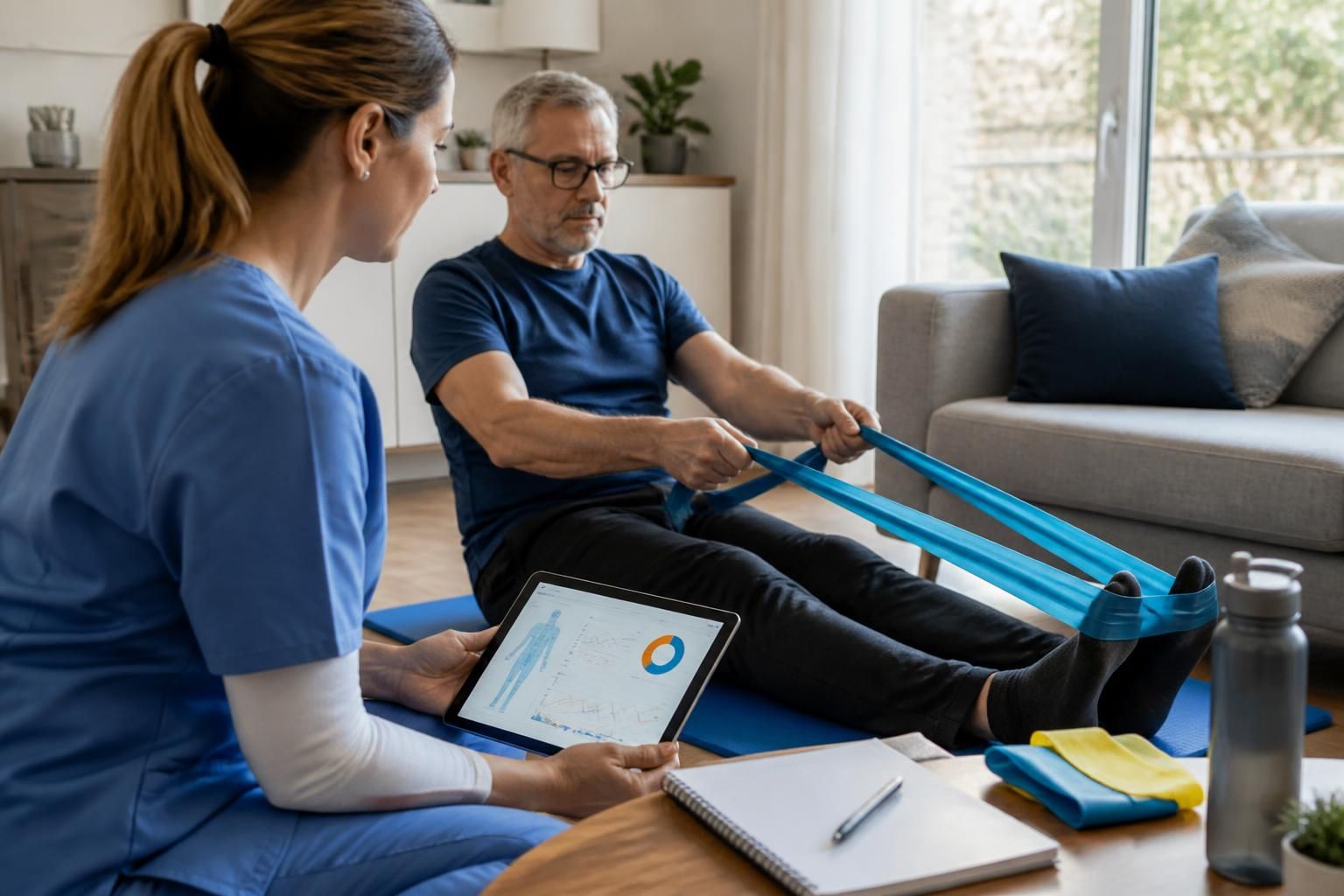 suivez votre rééducation facilement avec un kiné à domicile grâce à une application optimisée pour tablette samsung, pour un accompagnement personnalisé et confortable.