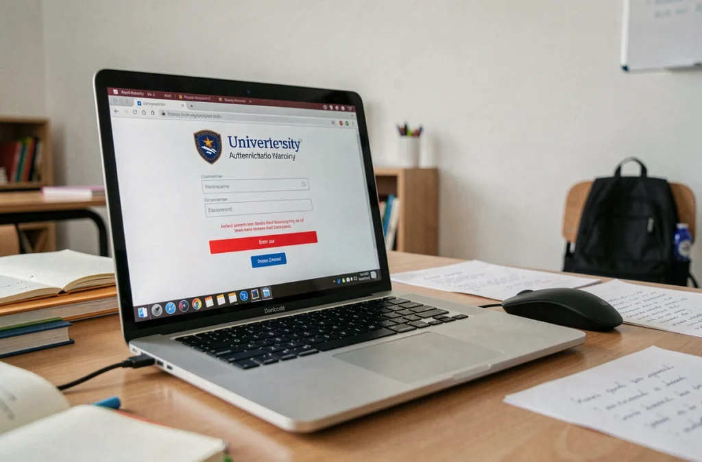 Écran d'ordinateur affichant un message d'erreur de connexion sur le portail universitaire Cristolink UPEC