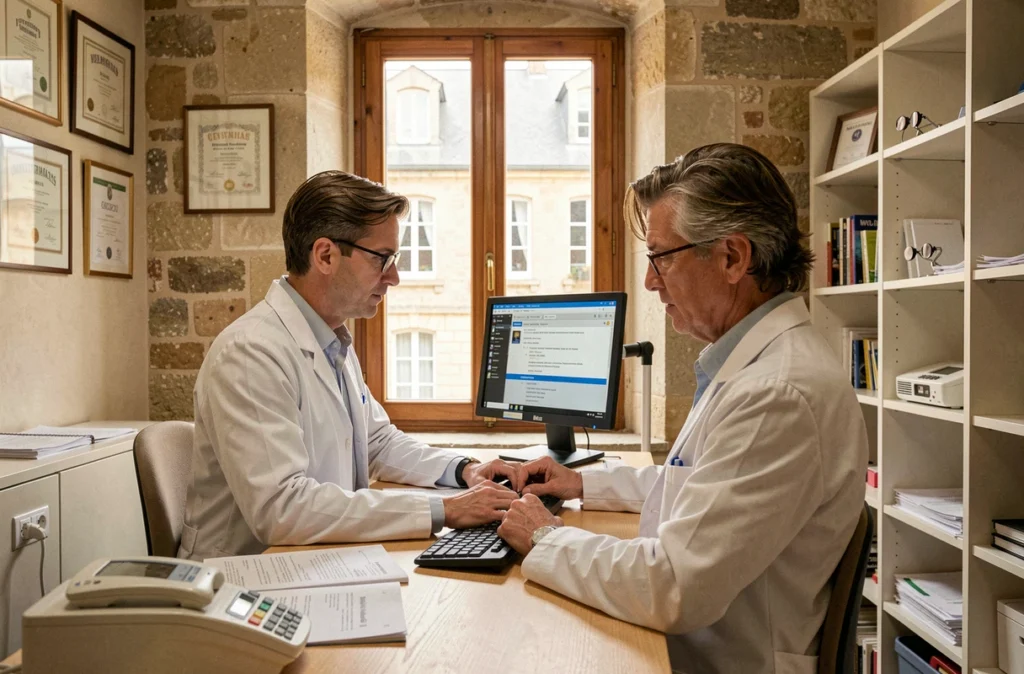 Cabinet du Dr Marc Berger à Senlis dans un bâtiment historique avec consultation ophtalmologique moderne